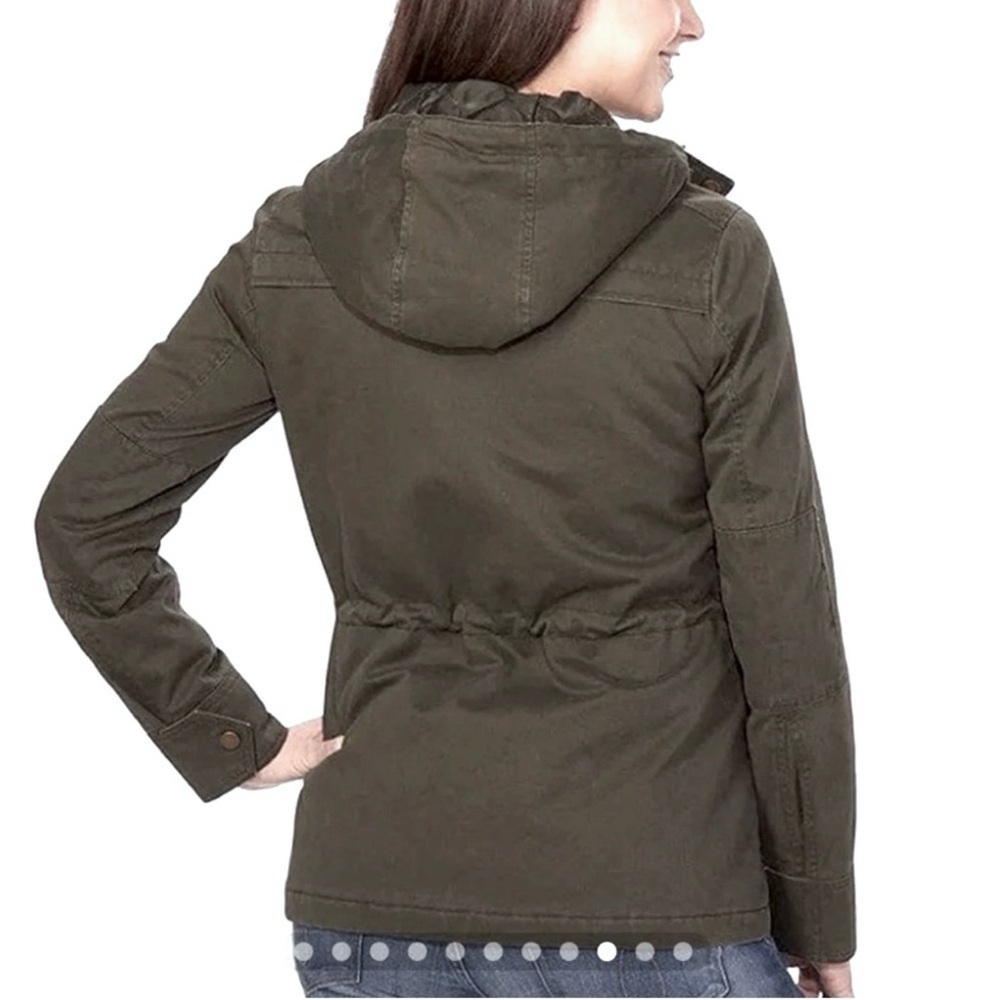 LUCKY BRAND Cotton Twill Hooded Jacket Anorak Utility Military Army Field Barn S - Picture 3 of 15